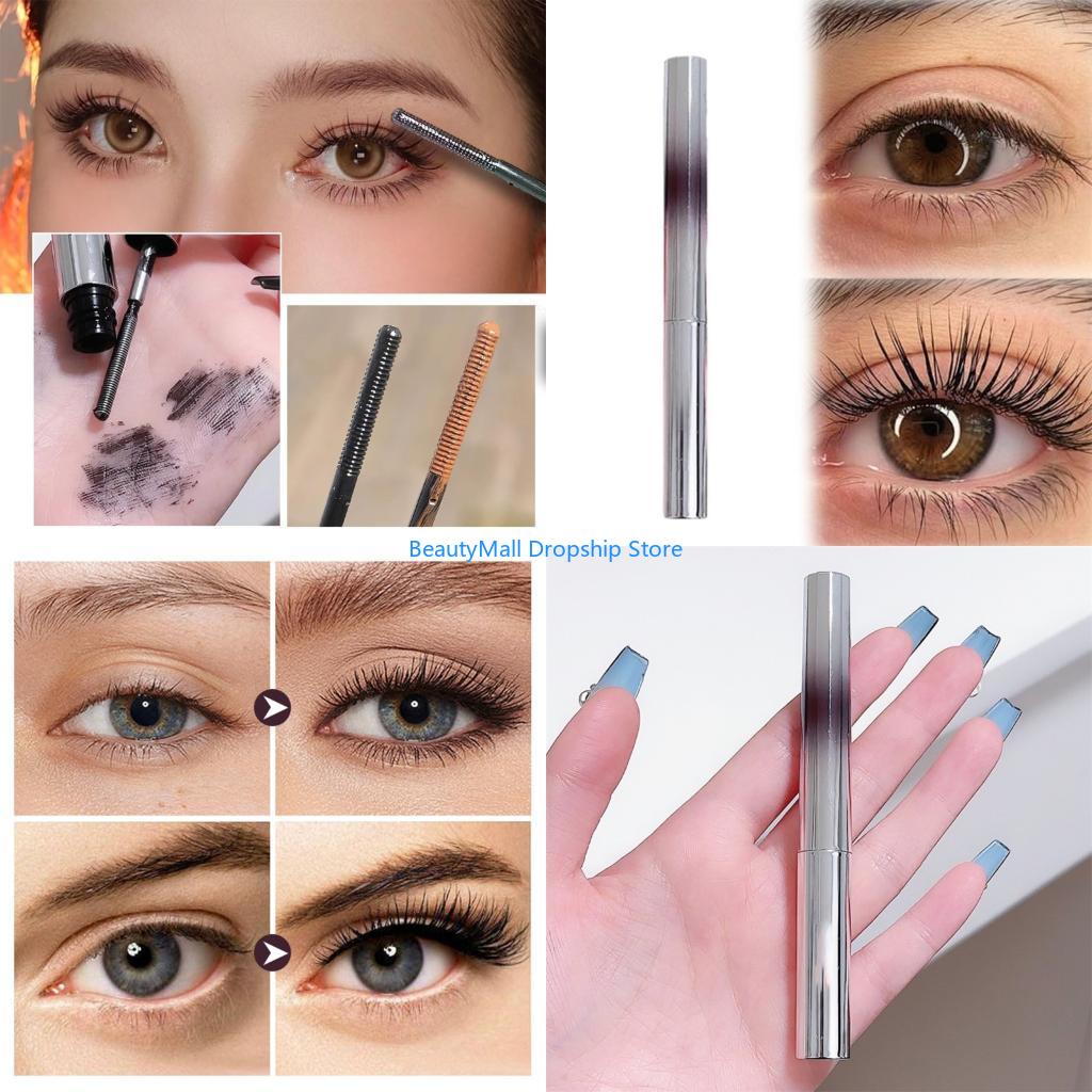 Waterproof Mascara Wand - 40JD アイアンワンドマスカラ、新しいブラシレスメタルワンドマスカラブラック洗えるメタルマスカラ、防水長持ちカーリングまつげ