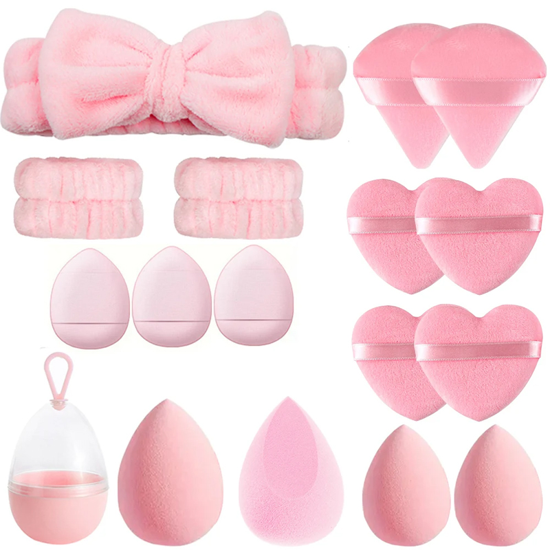 Beauty Blender In Makeup - 17 個メイクスポンジブレンダーセット美容卵ファンデーション化粧品スポンジパウダーパフ洗顔ヘッドバンド女性メイクアップツール