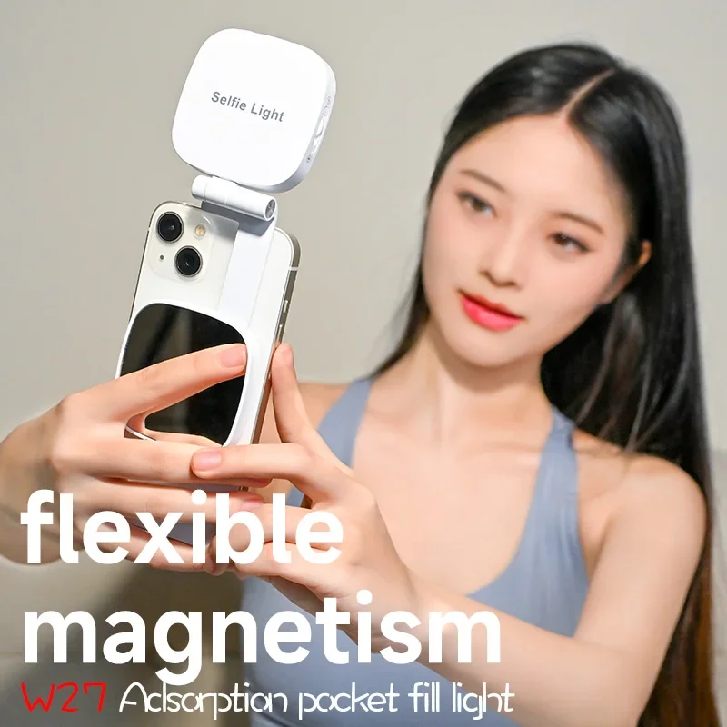 Photo Beauty Makeup - マグネット式ビューティーフォンフィルライト | 内蔵メイクアップミラー、折りたたみ式ポータブルミニ | 自撮り/写真用、すべての携帯電話に対応