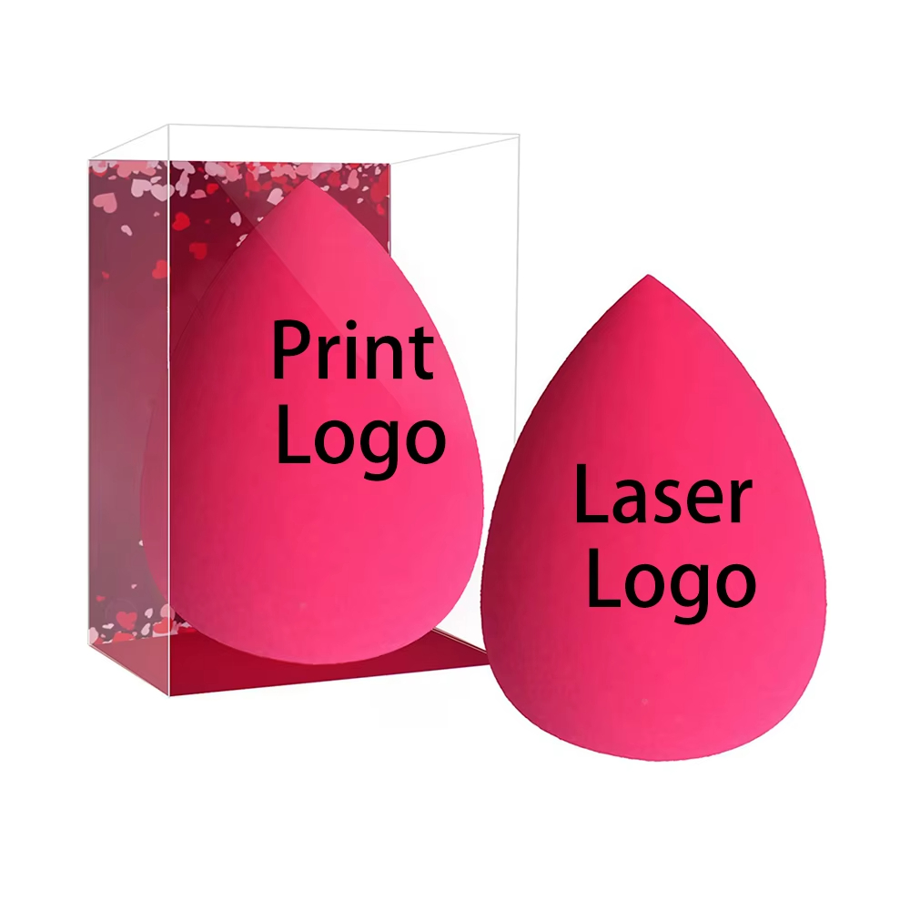 Beauty Blender In Makeup - ラテックスフリーのメイクアップスポンジ,パウダークリーム,液体,美容化粧品ブレンダー,ピンク,カスタムロゴ,50個