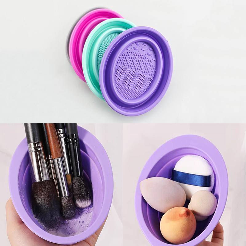 ソフトシリコーン化粧ブラシクリーナー折りたたみパウダーパフク - Beauty Makeup Fashion のレビューと価格