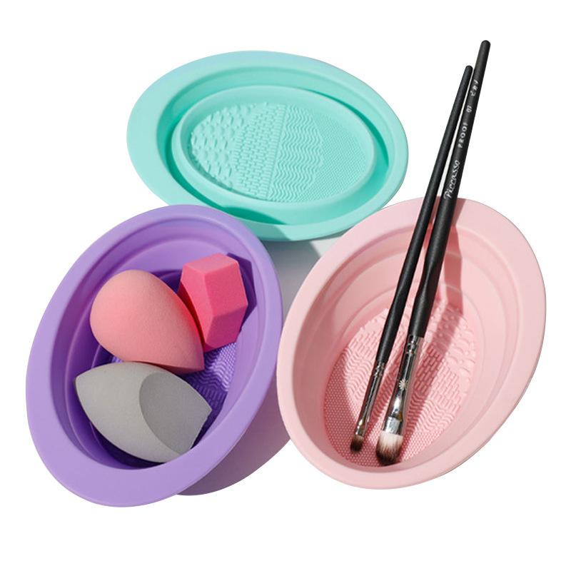 ソフトシリコーン化粧ブラシクリーナー折りたたみパウダーパフク - Beauty Makeup Fashion のレビューと価格