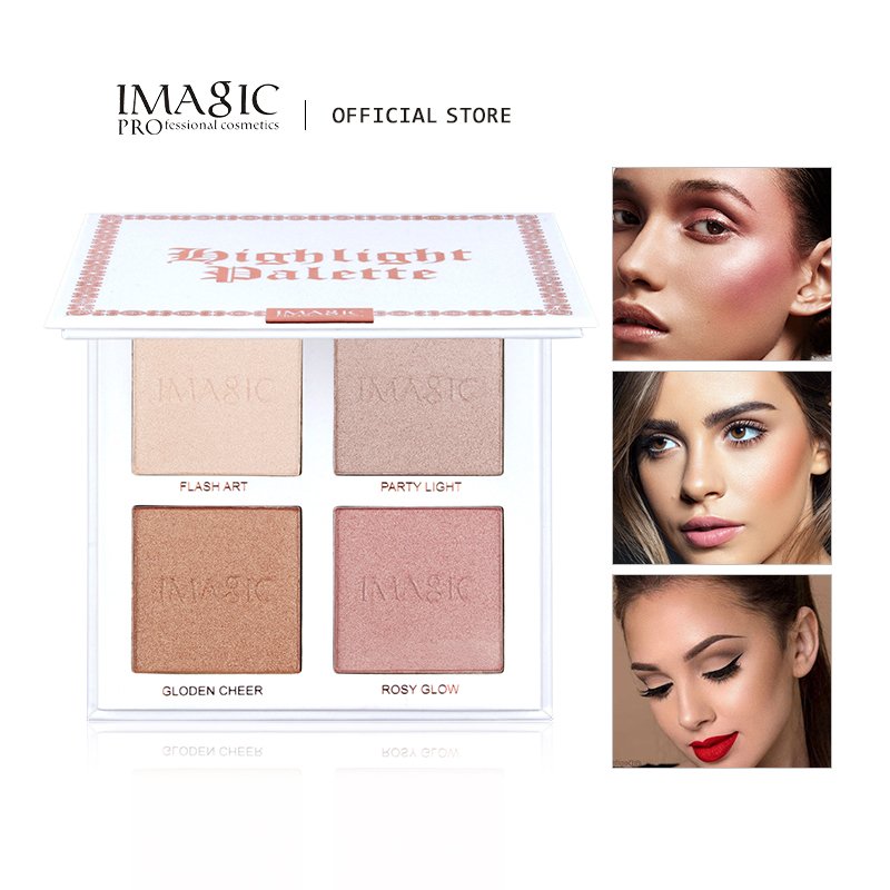 Imageic-顔用の4色の蛍光ペン,きらめくアイシャドウパ - Highlighter Bronzer Palette のレビューと価格