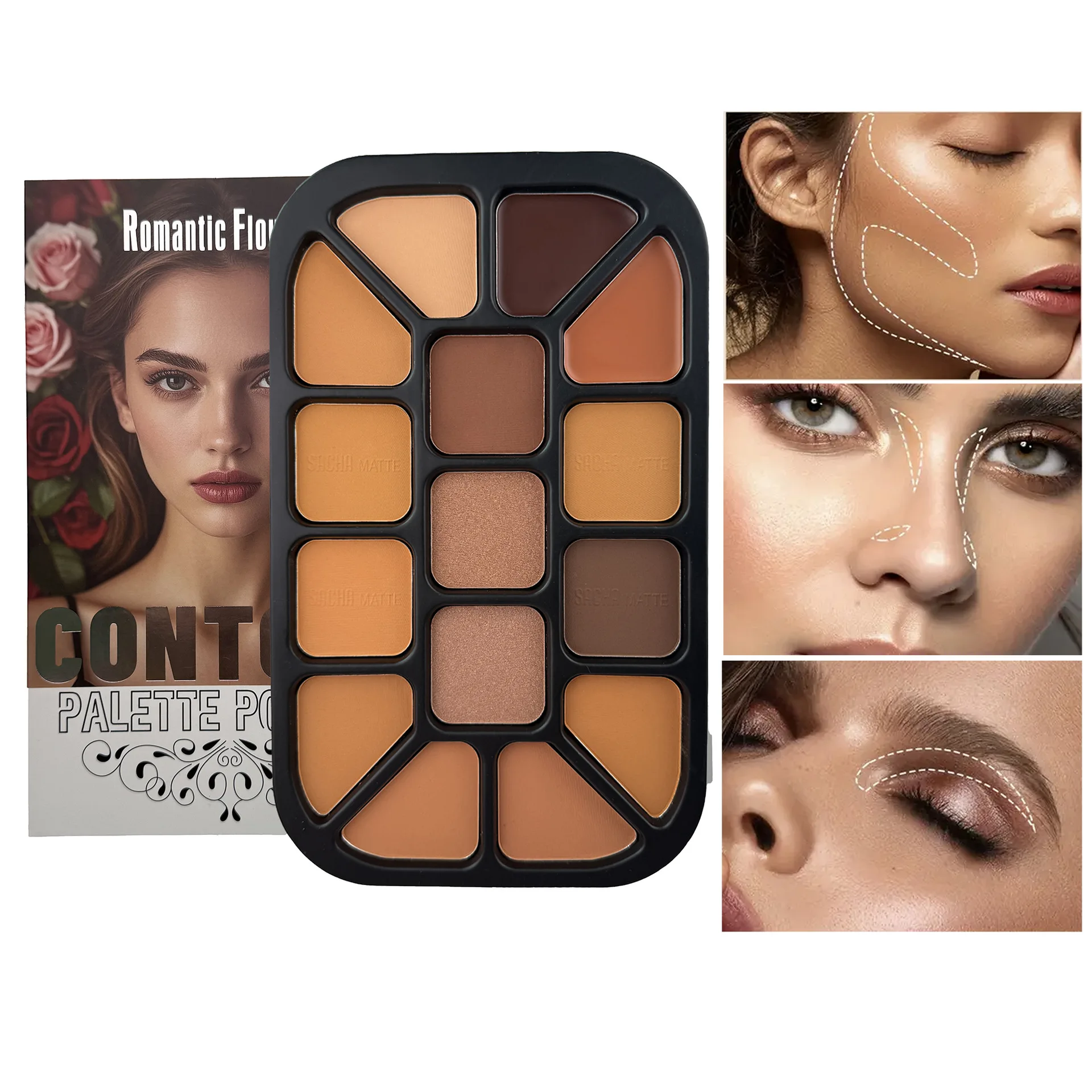 15 色のフェイス コンター パウダー パレット マット ハ - Highlighter Bronzer Palette のレビューと価格