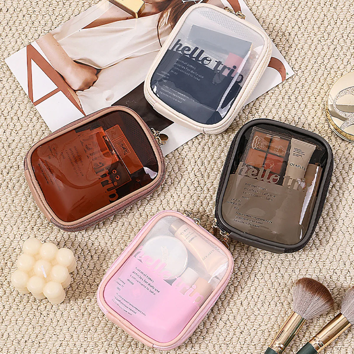 透明ポータブルコスメポーチ、口紅オーガナイザー、トラベルポー - Beauty Makeup Bag のレビューと価格