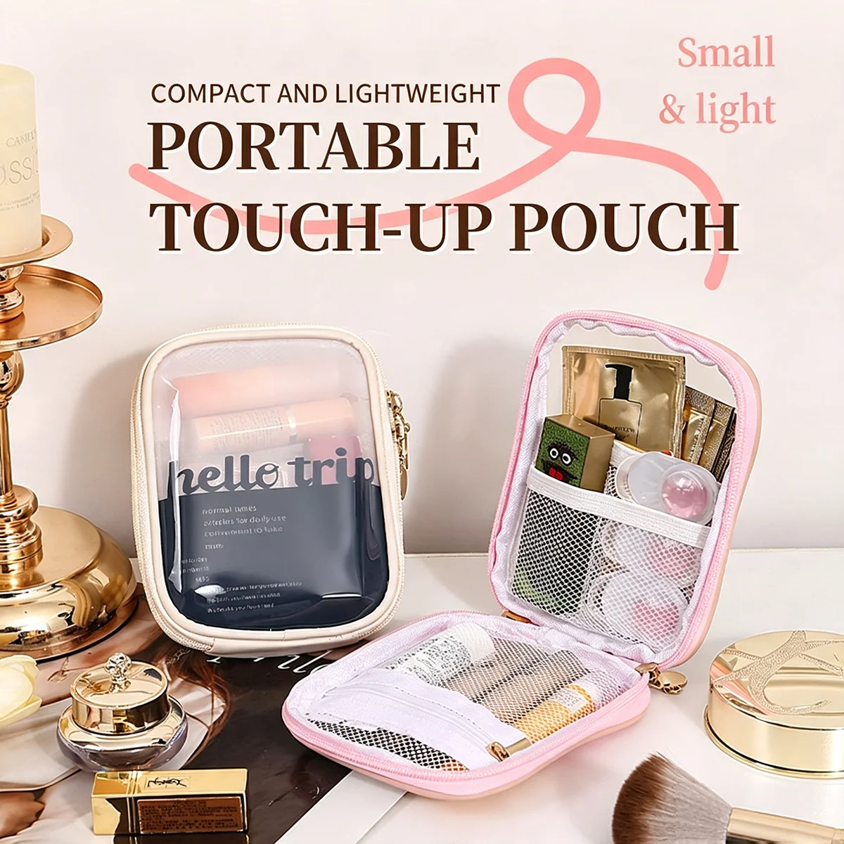 透明ポータブルコスメポーチ、口紅オーガナイザー、トラベルポー - Beauty Makeup Bag のレビューと価格