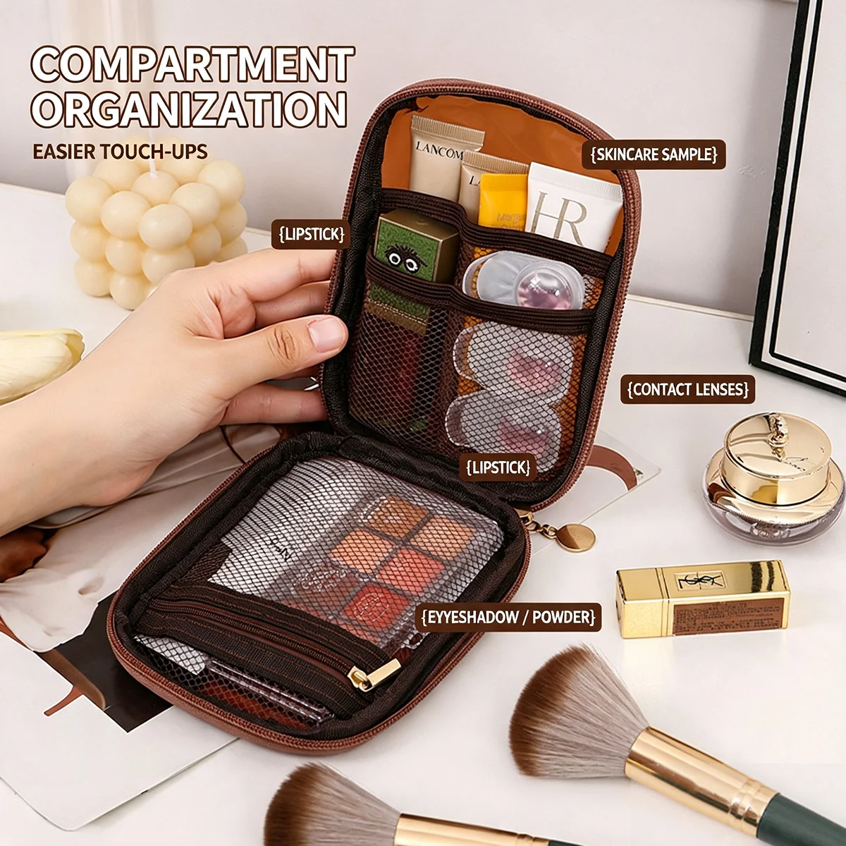 透明ポータブルコスメポーチ、口紅オーガナイザー、トラベルポー - Beauty Makeup Bag のレビューと価格